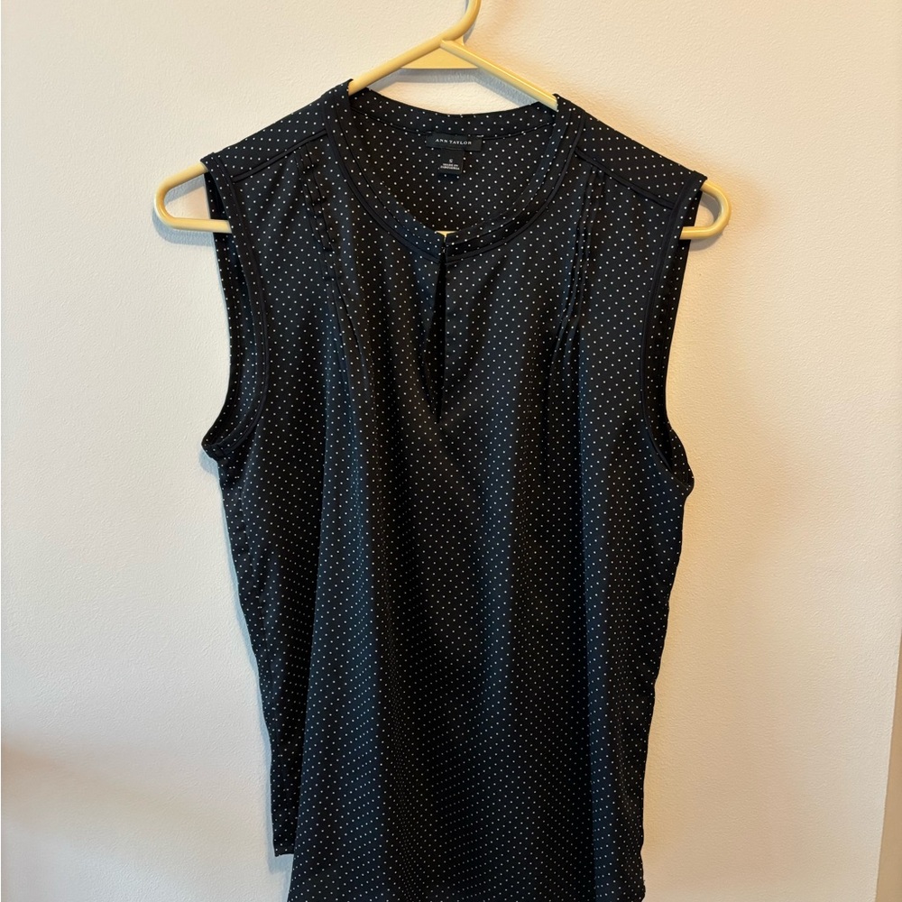 Black Sleeveless Top with White Dots